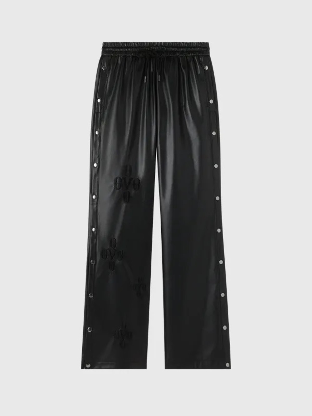 OVO (NEW) Black Snap-Detail Faux Leather Track Pants